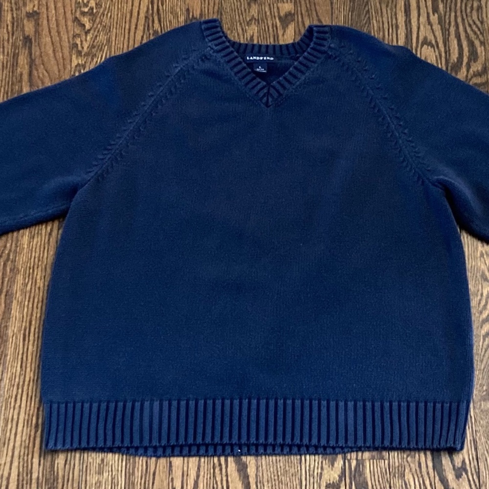 Lands’ End Vintage V-Neck Cotton Sweater